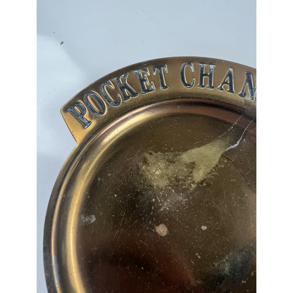 Vintage Brass Round Spare Pocket Change Tray Trinket Dish Catch All Ashtray Gift
